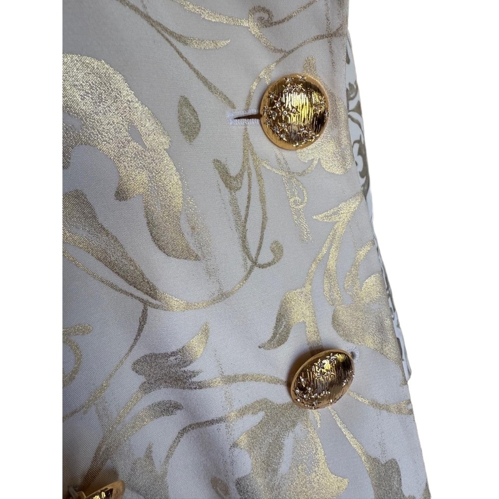 Escada Womens Cream Gold Brocade Blazer Double Breasted Size 40 (oversized) - Picture 5 of 8